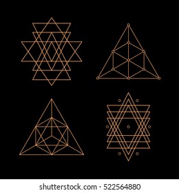 Sacred Geometry. Alchemy, Religion, Philosophy, Hipster Elements. Geometric Shapes. Vector Illustration.