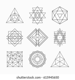 Sacred Geometry. Alchemy, Religion, Philosophy, Hipster Elements. Geometric Shapes. Vector Illustration.