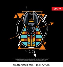 sacred geometry anubis. modern logo, illustration template