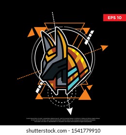 sacred geometry anubis. modern logo, illustration template