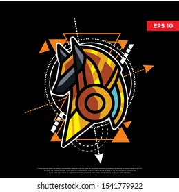 sacred geometry anubis. modern logo, illustration template