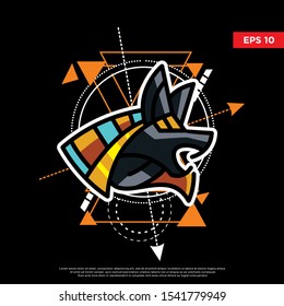 sacred geometry anubis. modern logo, illustration template
