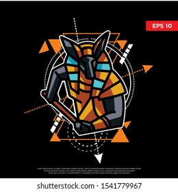 sacred geometry anubis. modern logo, illustration template