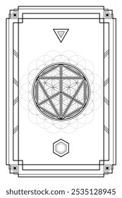 Sacred geometry art deco style illustration. Tarot deck design. Elegant luxury spiritual vector art.