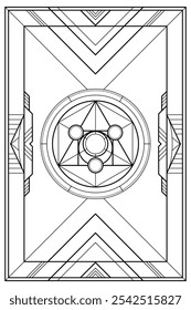 Sacred geometry art deco style illustration. Tarot deck design. Elegant luxury spiritual vector art.