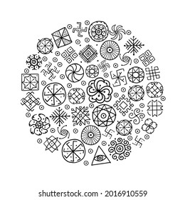 Sacred geometry, art frame. Alchemy, religion, philosophy, spirituality. Hand drawn sketch for your design