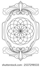 Sacred geometry art nouveau style illustration. Tarot deck design. Romantic esoteric vector art.