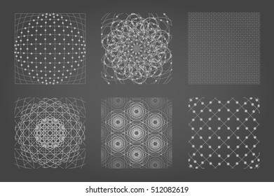 Sacred geometry background set. 6 in 1.  Cosmic, universe, big bang, alchemy, religion, philosophy, astrology, science, physics, chemistry and spirituality themes. Matter, space, time.