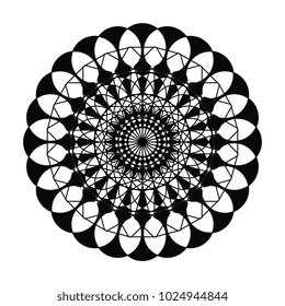 Sacred geometry black and white. Mandala art flower of life. Merkaba design vector illustration.