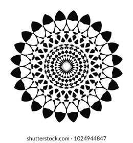 Sacred geometry black and white. Mandala art flower of life. Merkaba design vector illustration.