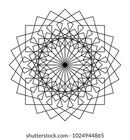 Sacred geometry black and white. Mandala art flower of life. Merkaba design vector illustration.