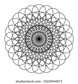 Sacred geometry black and white. Mandala art flower of life. Merkaba design vector illustration.
