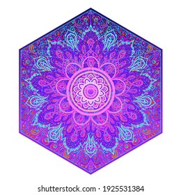 Sacred Geometry and Boo symbol set. Ayurveda sign of harmony and balance. Tattoo design, yoga logo. poster, t-shirt textile. Colorful rainbow gradient 