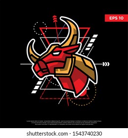 sacred geometry bull. modern logo icon, illustration template design