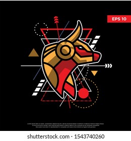 sacred geometry bull. modern logo icon, illustration template design