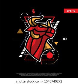 sacred geometry bull. modern logo icon, illustration template design