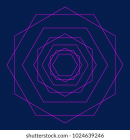Sacred geometry circle creative isolated in dark blue background.