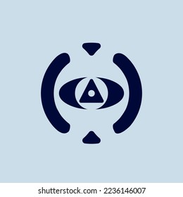 emblema del logotipo del círculo de geometría sagrada.Icono de ojo aislado en el fondo de la luz.Concepto espiritual, abstracto.Triángulo geométrico, ilustración de diseño circular.