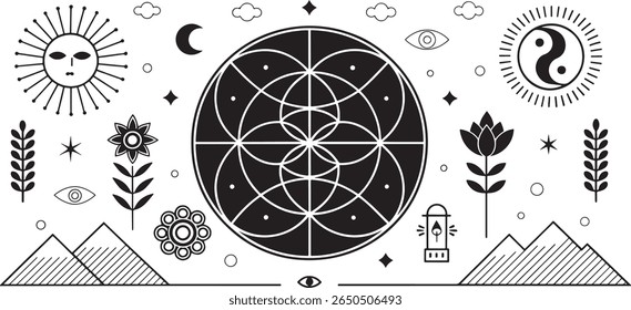 Sacred Geometry  A Collection of Mystical Line Art Icons