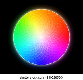 Sacred geometry, colorful flower of life. Vector digital graphic design.