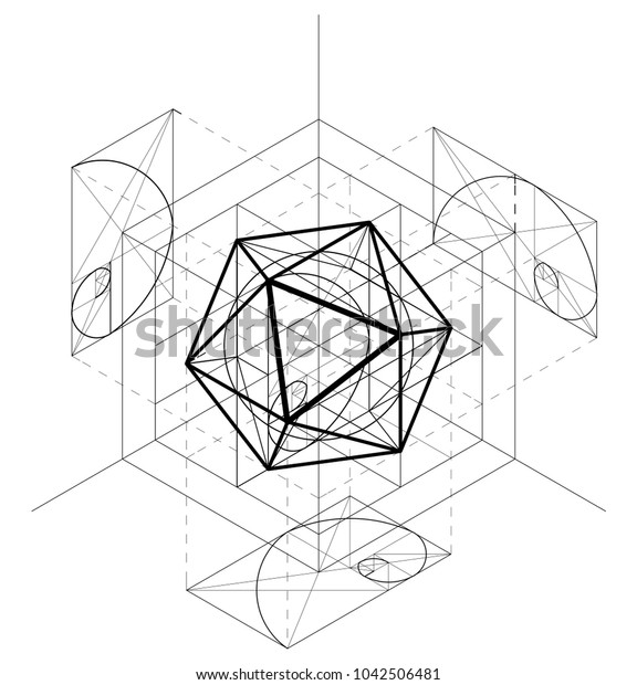 Sacred Geometry Construction Icosahedron Geometric Abstract Stock ...