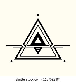 Sacred geometry. The crossed linear triangles. Secret symbol of geometry. Triangular symbol. Labyrinth of illuminates. Alchemy; religion; philosophy; astrology and spirituality. Vector illustration.