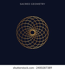 Sacred geometry design Flower of life in golden color sacred geometry
