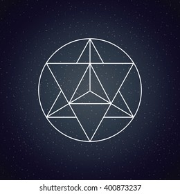 Sacred Geometry design over blue color texture background