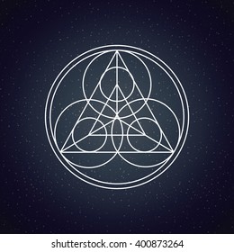 Sacred Geometry design over blue color texture background
