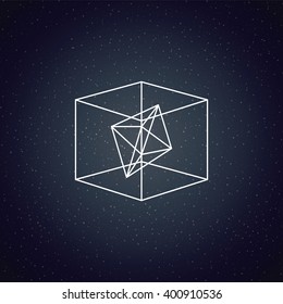 Sacred Geometry design over blue color texture background