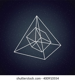 Sacred Geometry design over blue color texture background
