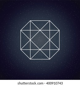 Sacred Geometry design over blue color texture background