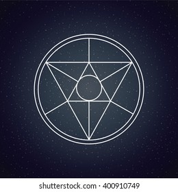 Sacred Geometry design over blue color texture background