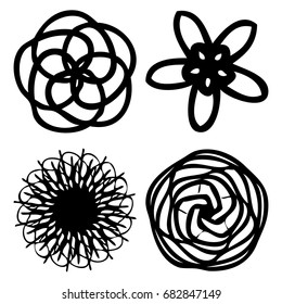 Sacred geometry design set for indie music cover or t-shirt print, psychedelic poster and flyer. Astrology esoteric religion mandala. Vector.