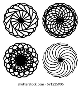 Sacred geometry design set for indie music cover or t-shirt print, psychedelic poster and flyer. Astrology esoteric religion mandala. Vector.