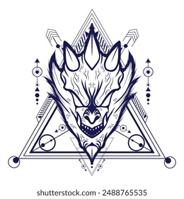 Sacred Geometry Devil Head Illustration 2 can use for printing