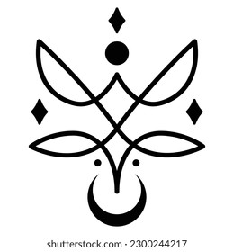 Sacred geometry and dragonfly vector icon design. Esoteric flat icon.
