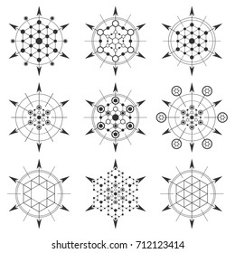 Sacred geometry element. Hexagonal element.
