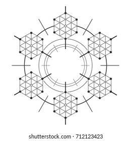 Sacred geometry element. Hexagonal element.