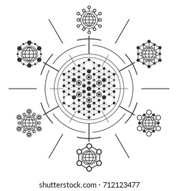 Sacred geometry element. Hexagonal element.