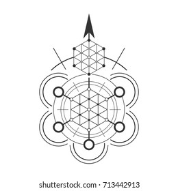 Sacred geometry element. Hexagonal element.