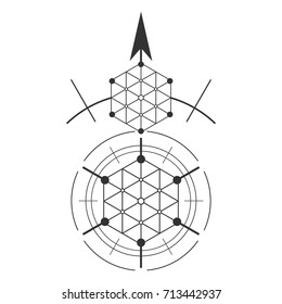 Sacred geometry element. Hexagonal element.