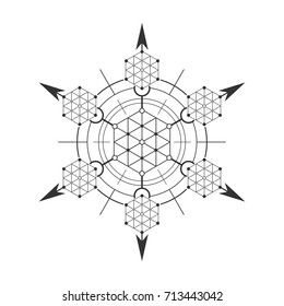 Sacred geometry element. Hexagonal element.
