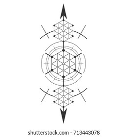 Sacred geometry element. Hexagonal element.