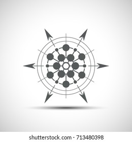 Sacred geometry element. Hexagonal element. Geometrical sign with shadow.