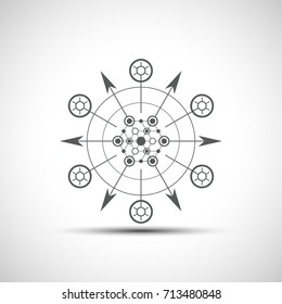 Sacred geometry element. Hexagonal element. Geometrical sign with shadow.