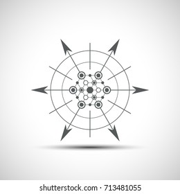 Sacred geometry element. Hexagonal element. Geometrical sign with shadow.