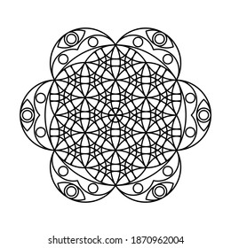 Sacred geometry flower of life circle vector mandala coloring book