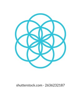 Sacred Geometry, The Flower of Life.  Isolated on white background.