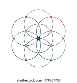 Sacred geometry flower of life minimal tattoo sketch on white background.